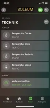 Soleum Control Temperatur-Energieverbrauch