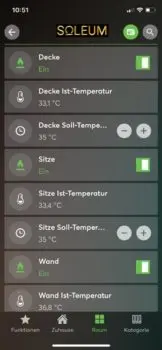 Soleum Control Temperaturen-Einstellungen
