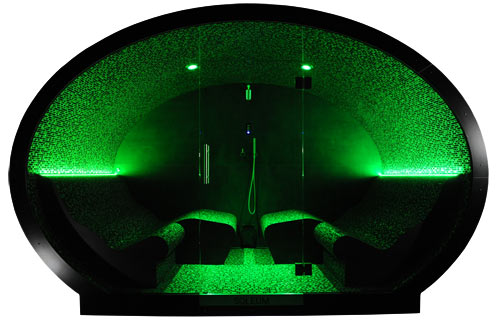Cabina de clima marino Soleum para villas de lujo Soleum-Ellipse-Black-Pearl-green
