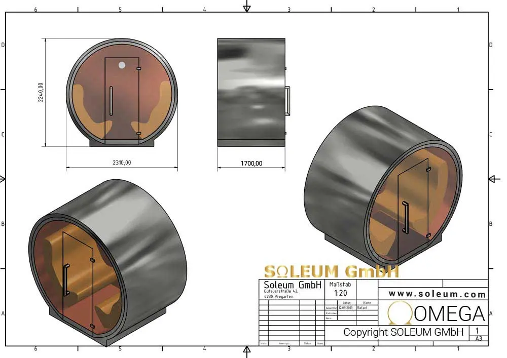 Vanjska parna kupelj OMEGA 5 Soleum-OMEGA-Dimenzije