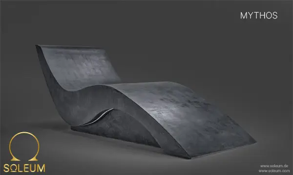 Chaises longues chauffantes 30 SOLEUM-Waermeliege-MYTHOS-schwarzer Beton, Mikrozement