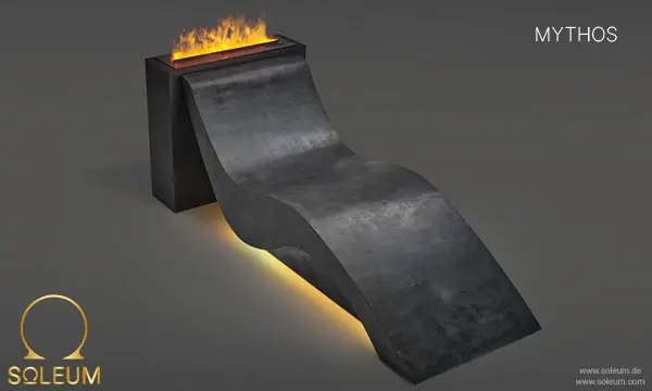 Chaises longues chauffantes 29 SOLEUM-Waermeliege-MYTHOS mit Feuerbox