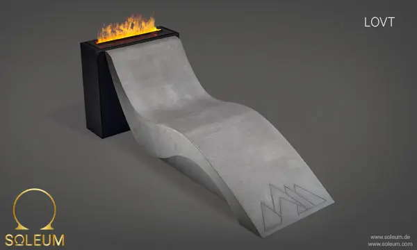 Chaises longues chauffantes 17 SPA-Waermeliege-LOVT mit Feuerbox