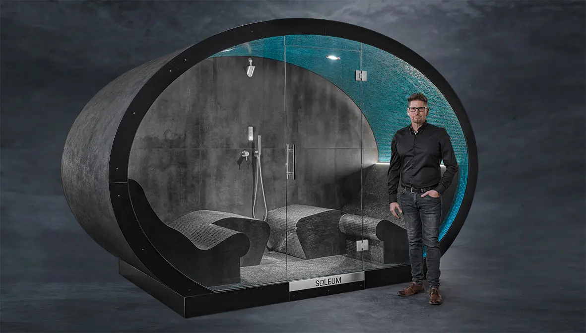 Luxury Outdoor SPA SOLEUM ELLIPSE with SICIS Glasmosaic 2 Luxury Outdoor steam bath SOLEUM ELLIPSE