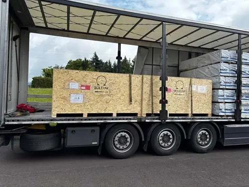 SOLEUM-Lounger-Packing-500 SOLEUMs worldwide delivery of heated loungers