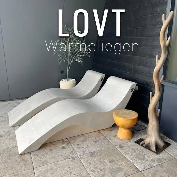 Lettini riscaldati in look cemento 1 Le sedie a sdraio riscaldate in cemento hanno un aspetto adorabile