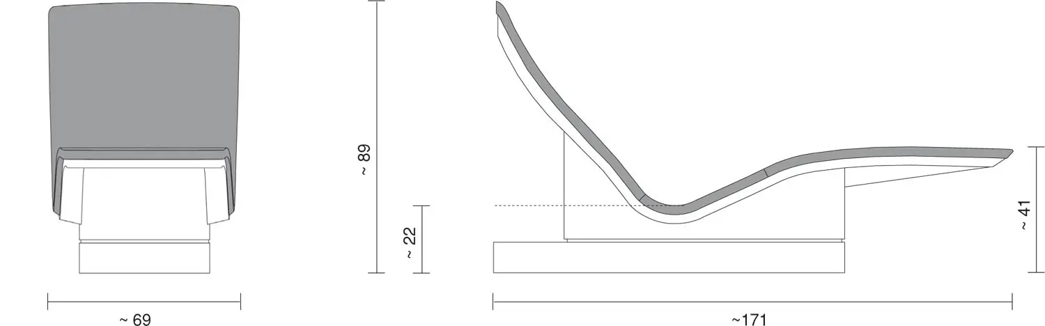 Lettino SPA riscaldato THREE Plus 13 Lettino benessere SPA LOUNGE Lettino THREE PLUS Dimensioni